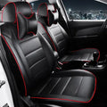 Cow leather universal fit car seat cover shown in beige and black with red line colour options.