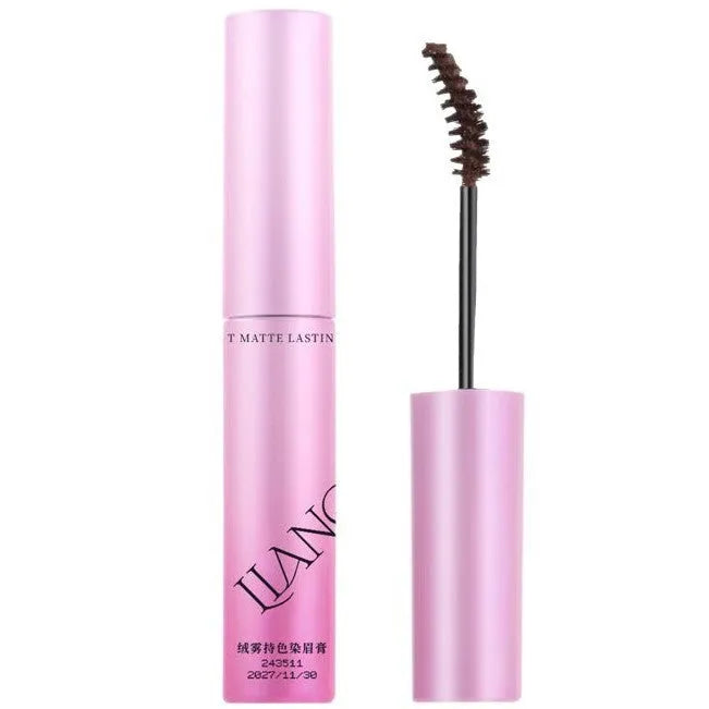 Velvet Fog eyebrow cream in packaging showing 4.5g net content and four colour shade options