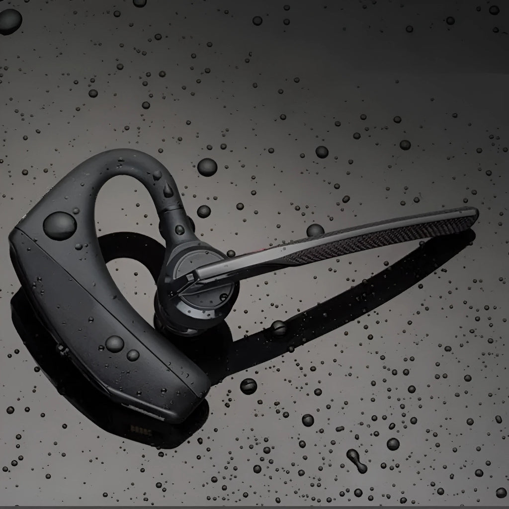 Black Bluetooth sports in-ear headphones with a plastic housing and visible USB port.
