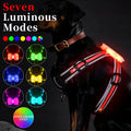 Luminous strap charging dog lead with seven-colour transformation, nylon construction, in size M