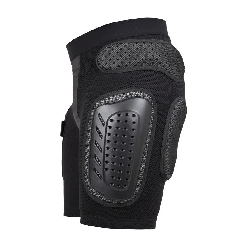 Black cycling hip protection pants with multifunctional padded design for sports safety