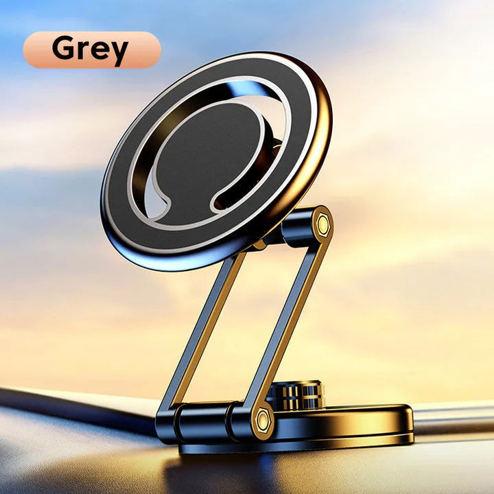Telescopic magnetic car phone holder mounted on dashboard with floating screen design