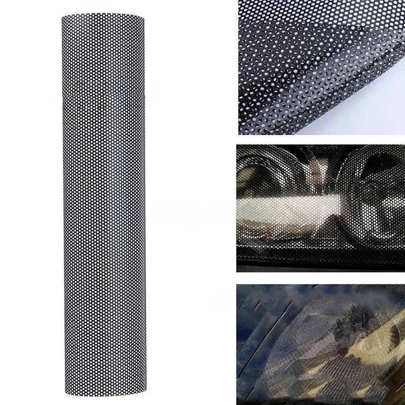 Perforated automotive colour changing film measuring 30cm by 106cm for window tinting applications