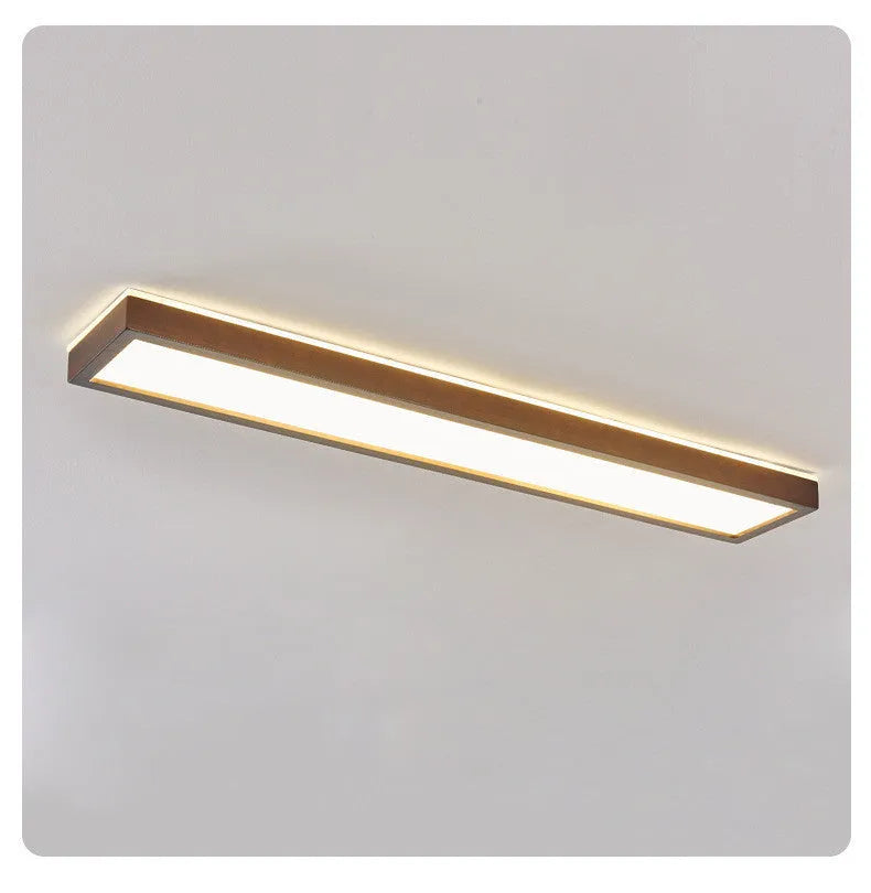 Solid wood long ceiling lamp in New Chinese style, 120CM length, walnut colour