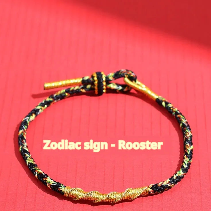 Eight-strand woven colourful guardian strap in zodiac colour options with hand-woven flexible wire construction