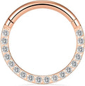 A round, seamless nose ring made of stainless steel, shown in various electroplated colour finishes including gold, rose gold, and black.
