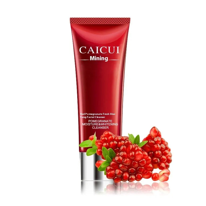 Pomegranate moisturizing skincare set with face wash toner lotion and cream in red packaging