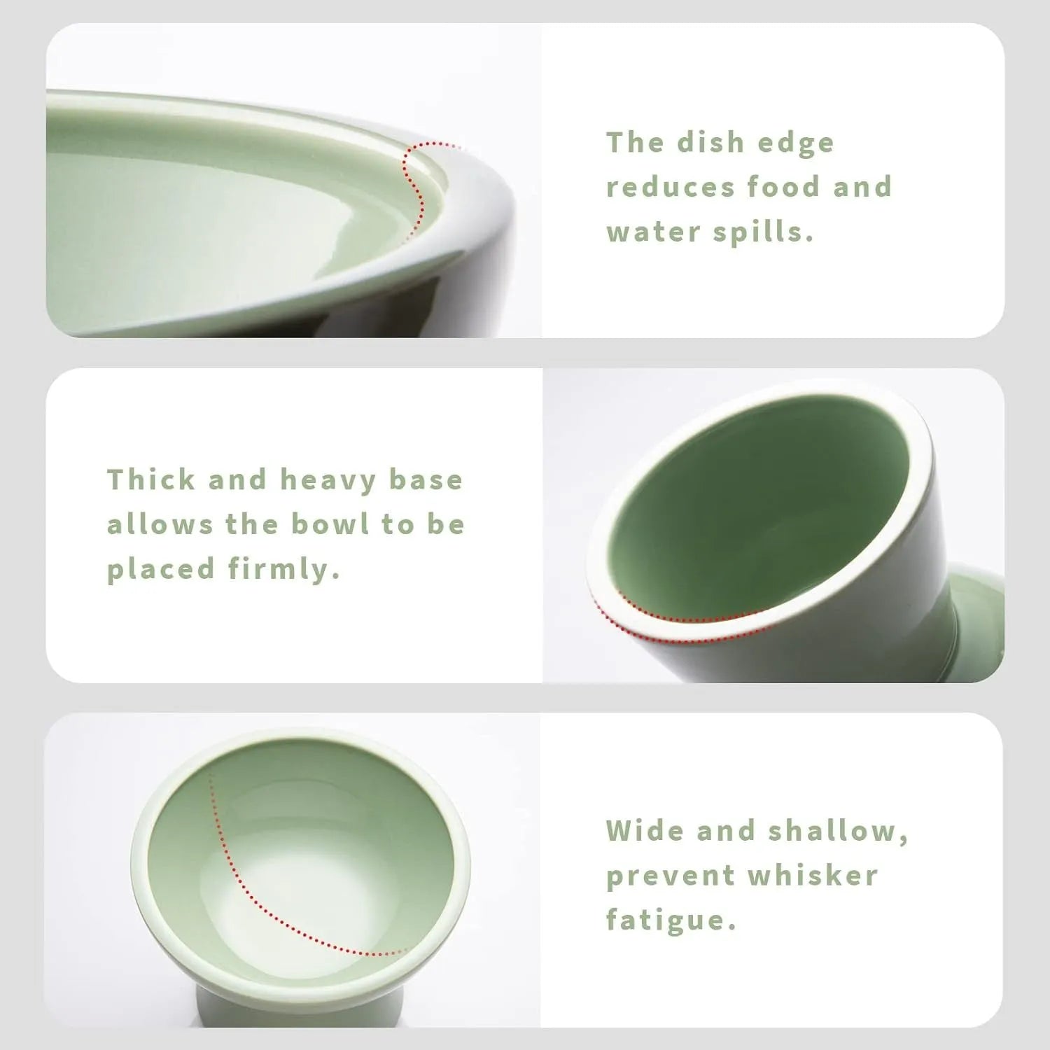 Elevated ceramic cat bowl in blue with wide 16cm diameter shallow design