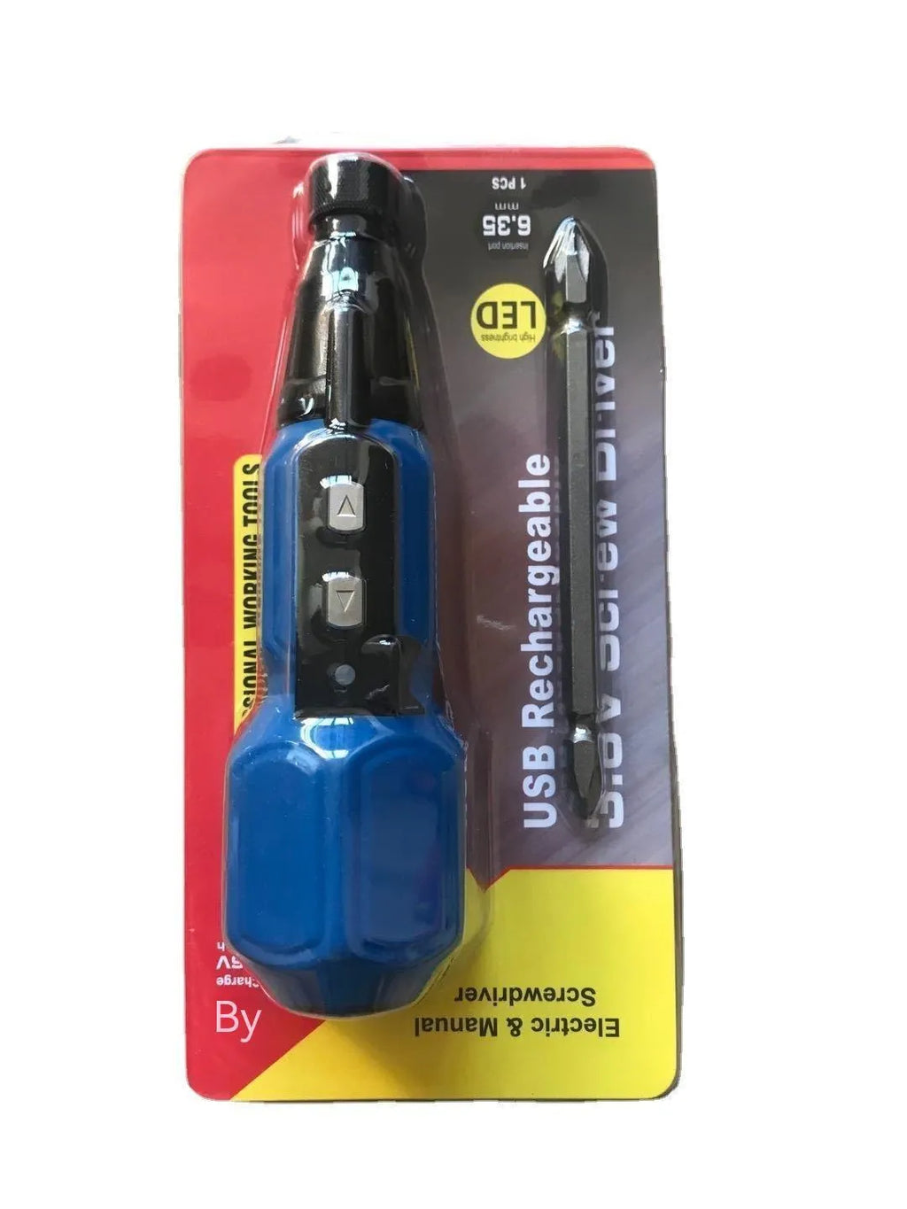 Black and blue alloy steel straight handle 36V electric screwdriver with lithium battery