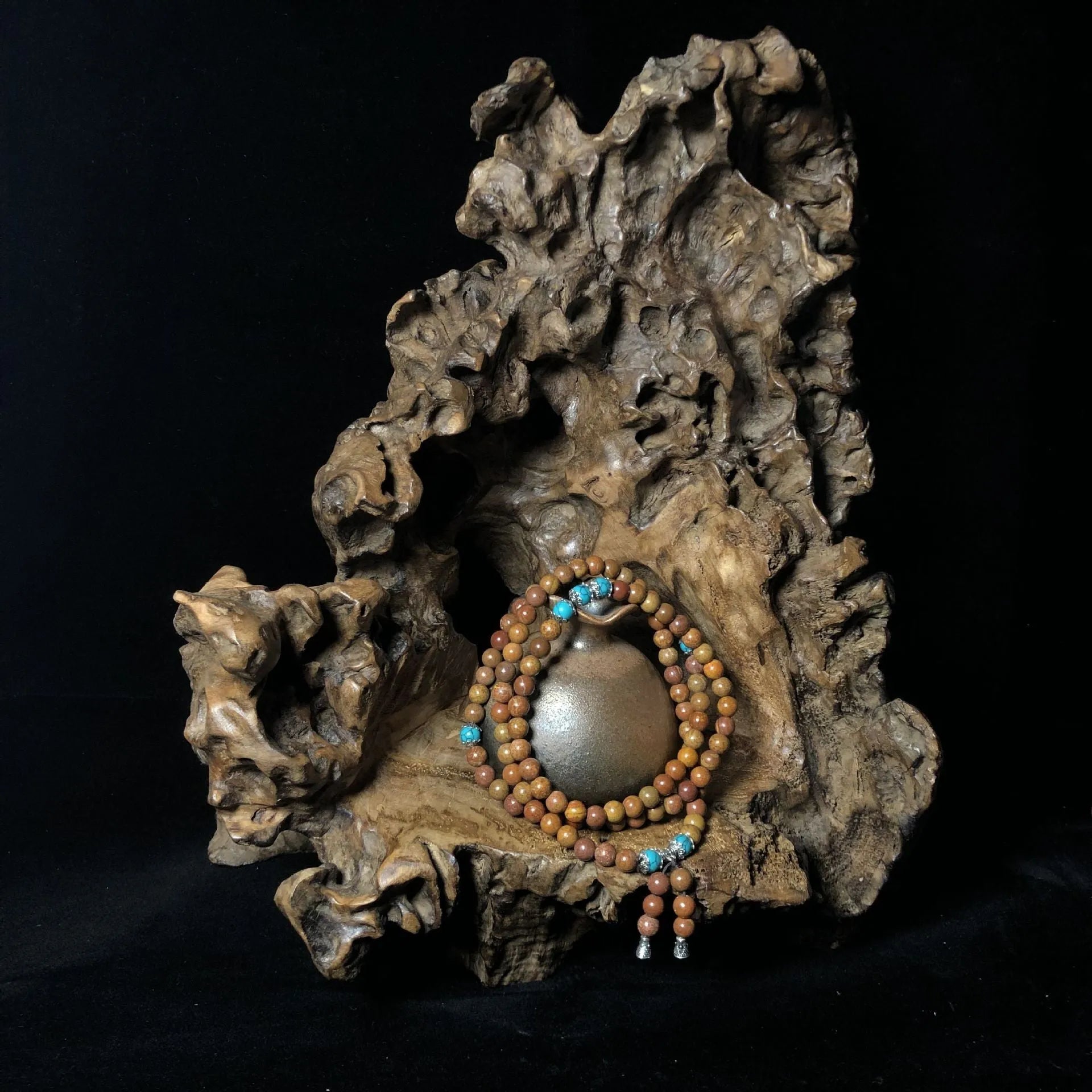 108 bead hand-polished lvzhu stone bracelet with 5-6mm beads, unisex geometric shape, handmade