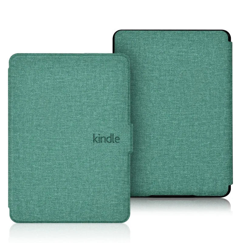 Linen leather texture magnetic closure hard case for Kindle e-reader in purple colour