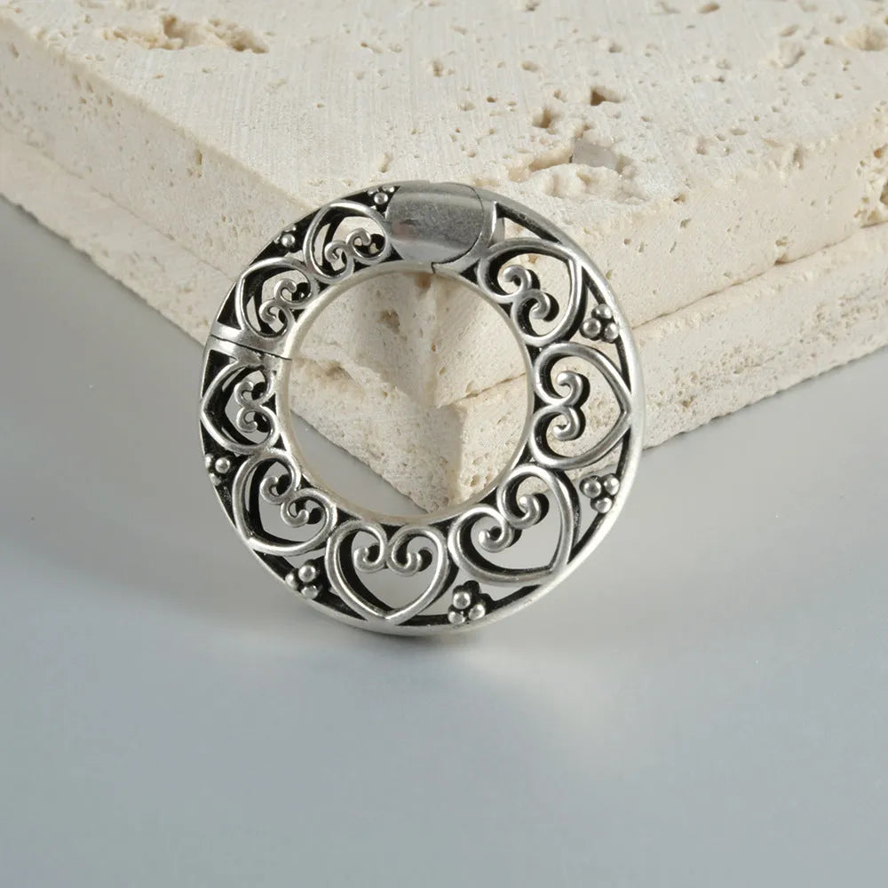 Retro magnetic earrings with heart or lotus design in antique silver or gold finish