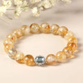 Citrine crystal bracelet with geometry-shaped 10mm beads