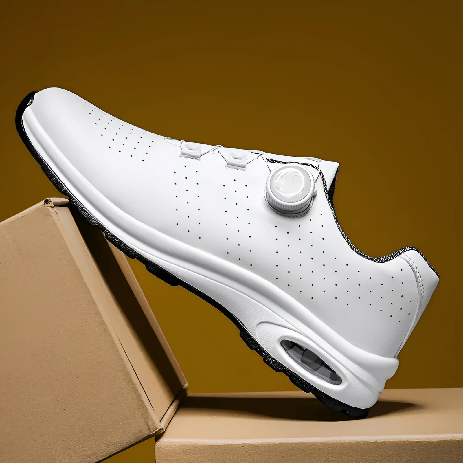 Men's black and white low-top mesh casual tennis shoes with cross straps and composite sole