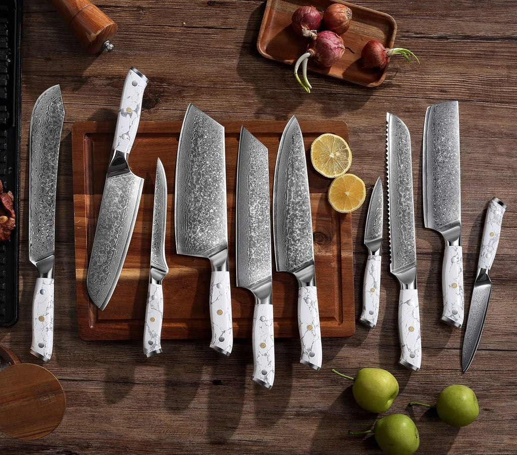 Damascus VG10 steel combined chef's knife with 21cm blade for multi-purpose kitchen use