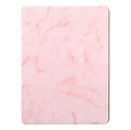 Tri-fold marbling pattern iPad case with pen slot in dark grey, creamy white, purple, blue, or pink colours