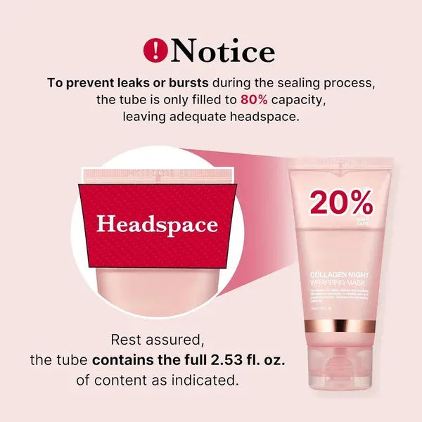 75ml bottle of collagen overnight face mask with application brush for firming and hydrating skin care