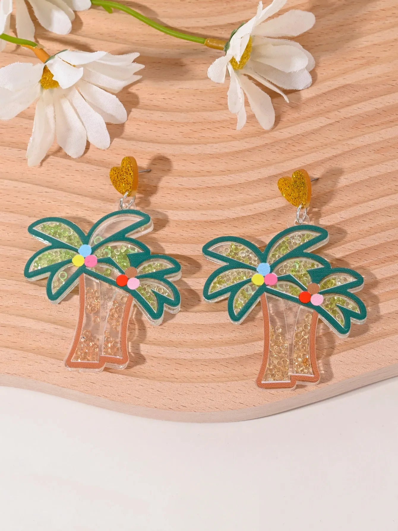 Colourful acrylic fruit earrings for women featuring cherry, strawberry, watermelon, and pineapple shapes, dangle style