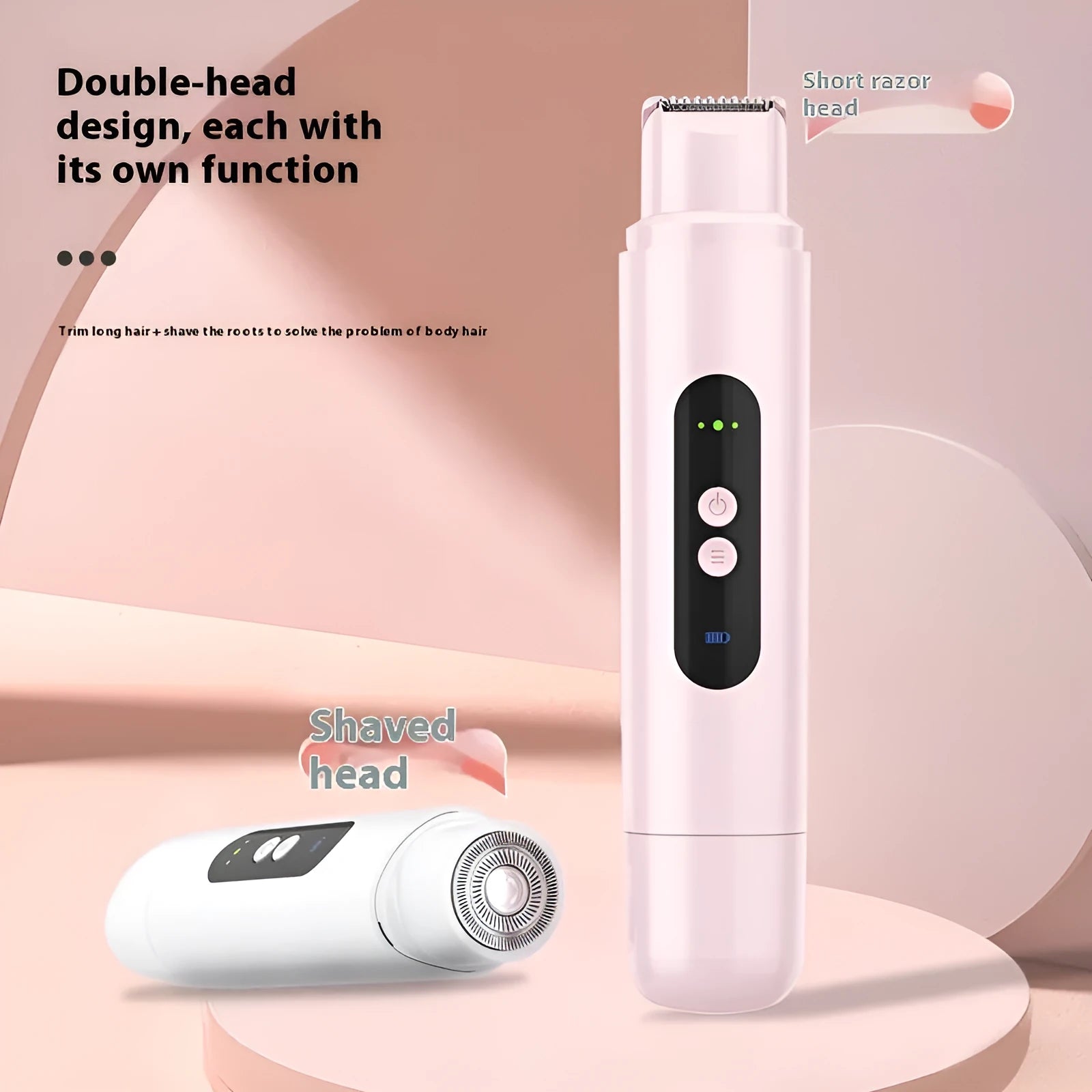 Household portable electric armpit body hair trimmer in white with floating blade USB rechargeable manual shaver