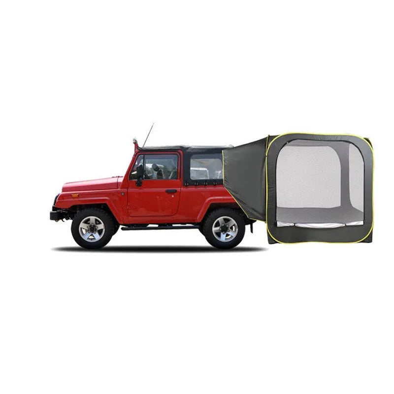 Pop-up outdoor camping car tail tent in black, waterproof Oxford cloth, steel frame, 200x200x200cm size
