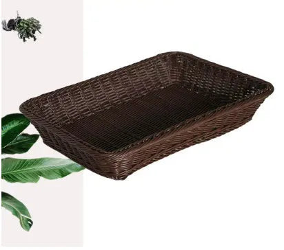 PP plastic woven storage basket in brown, 50x40x70cm, for snacks and household items