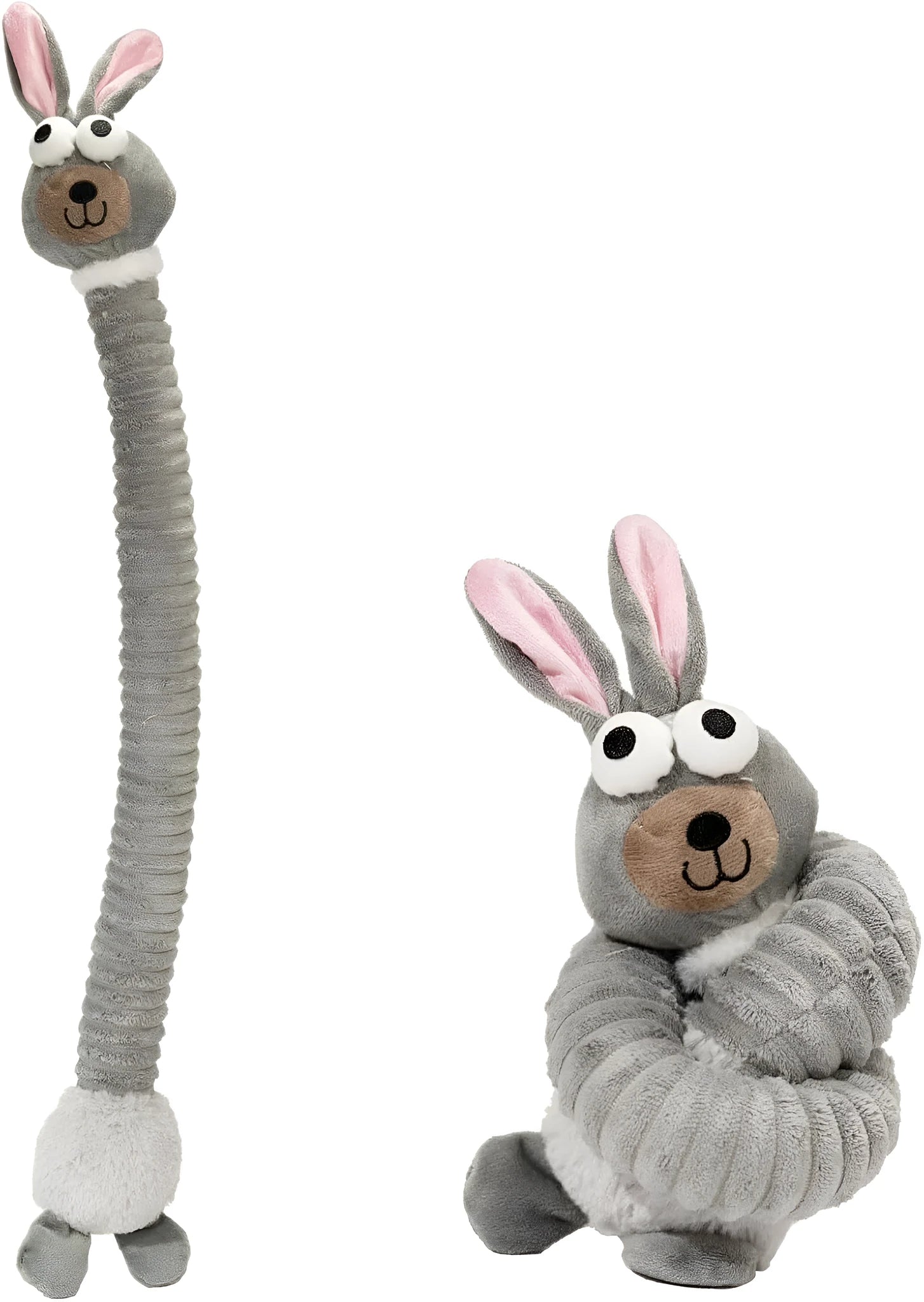 Plush squeaky dog toy in brown with foldable design and crinkle texture for small to large dogs