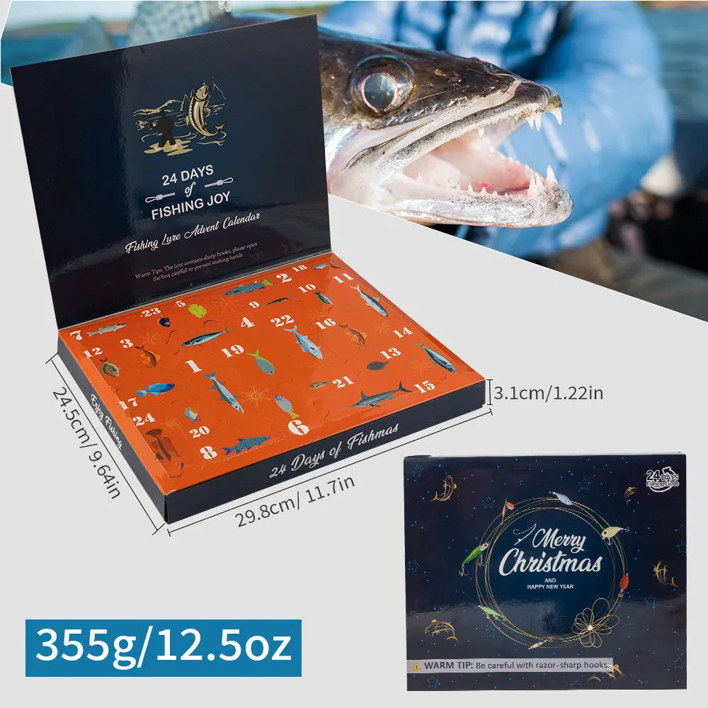 Christmas-themed Mino Bog 24-piece metal fishing tackle blind box set in 01 Style colour