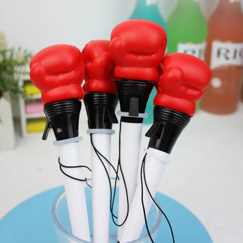 Four pressure relief boxing press ejection pens with 0.7mm bullet tips and black ink