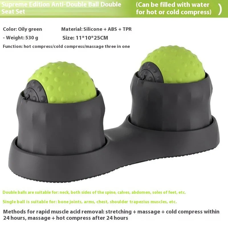 Caramel mocha and green massage balls for cold and hot compress therapy with single and double ball options
