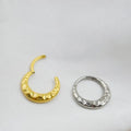 Titanium alloy concave-convex nose ring with carved design in gold or silver finish