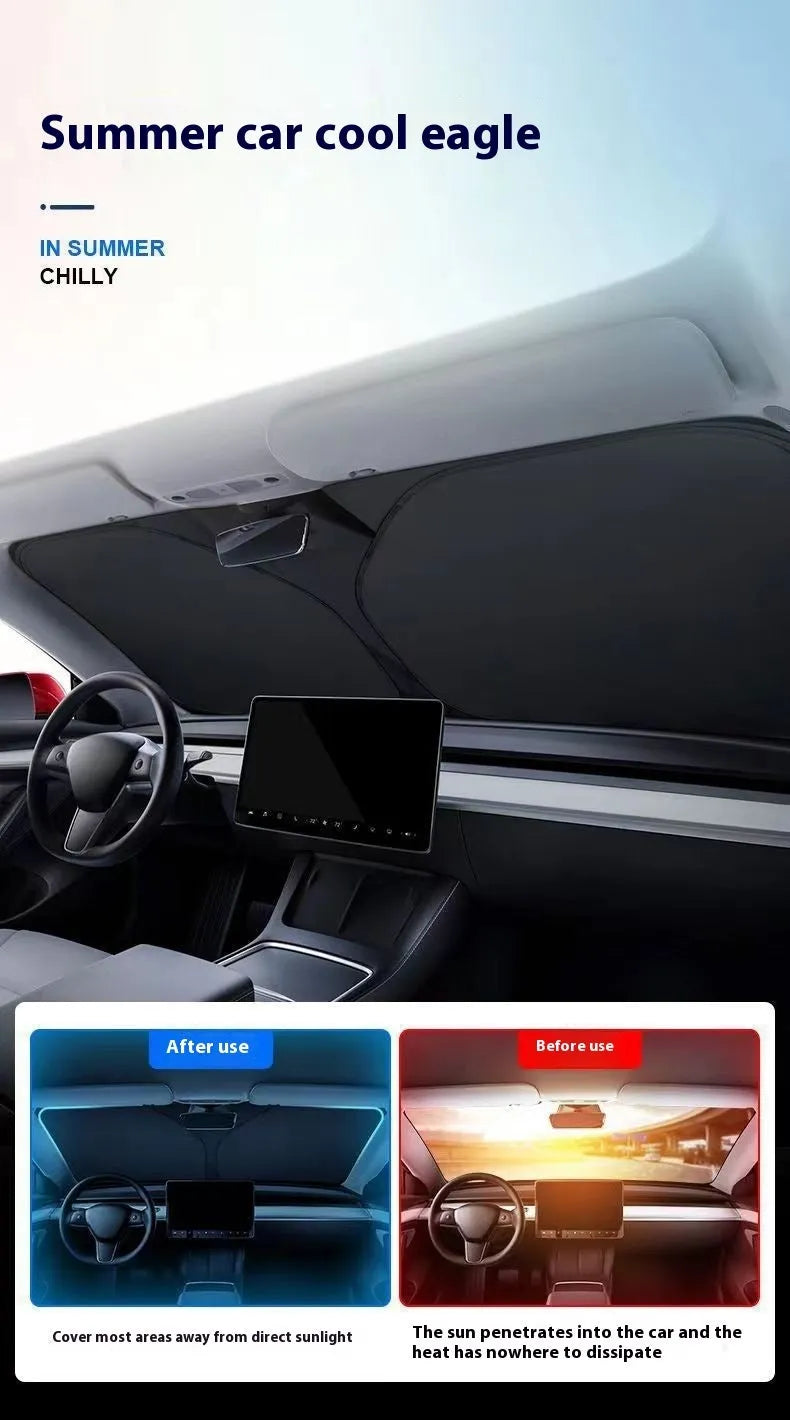 Titanium silver car sunshade with aluminium foil construction for heat insulation