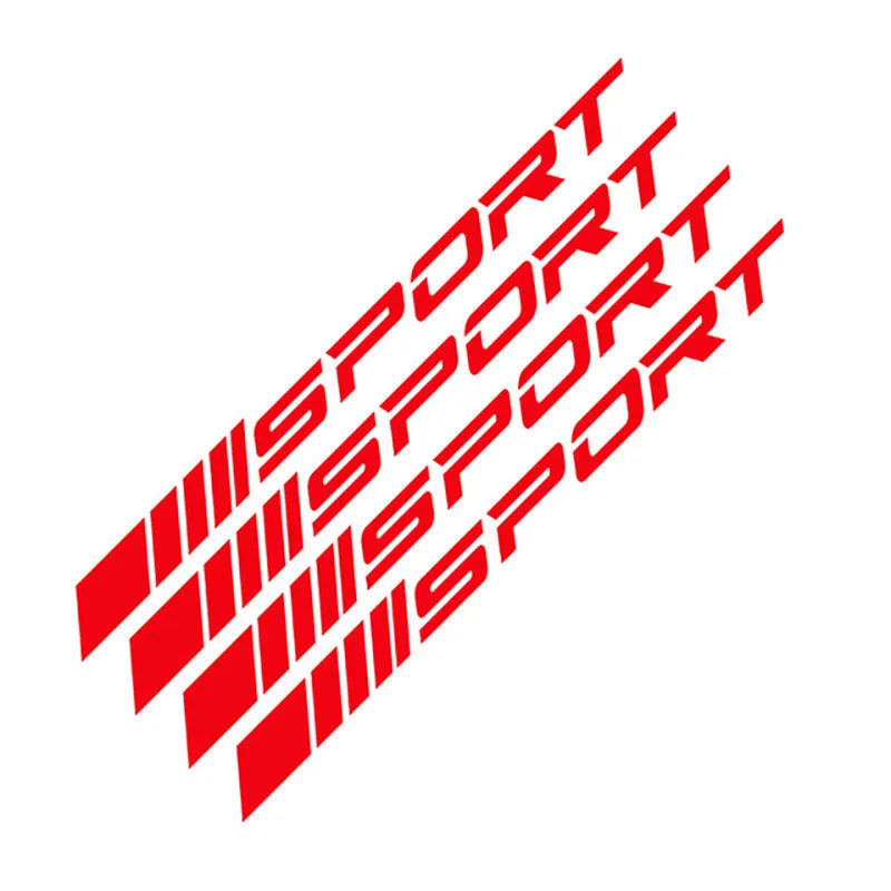 Sports hollow design car rim stickers in black, red and white colours