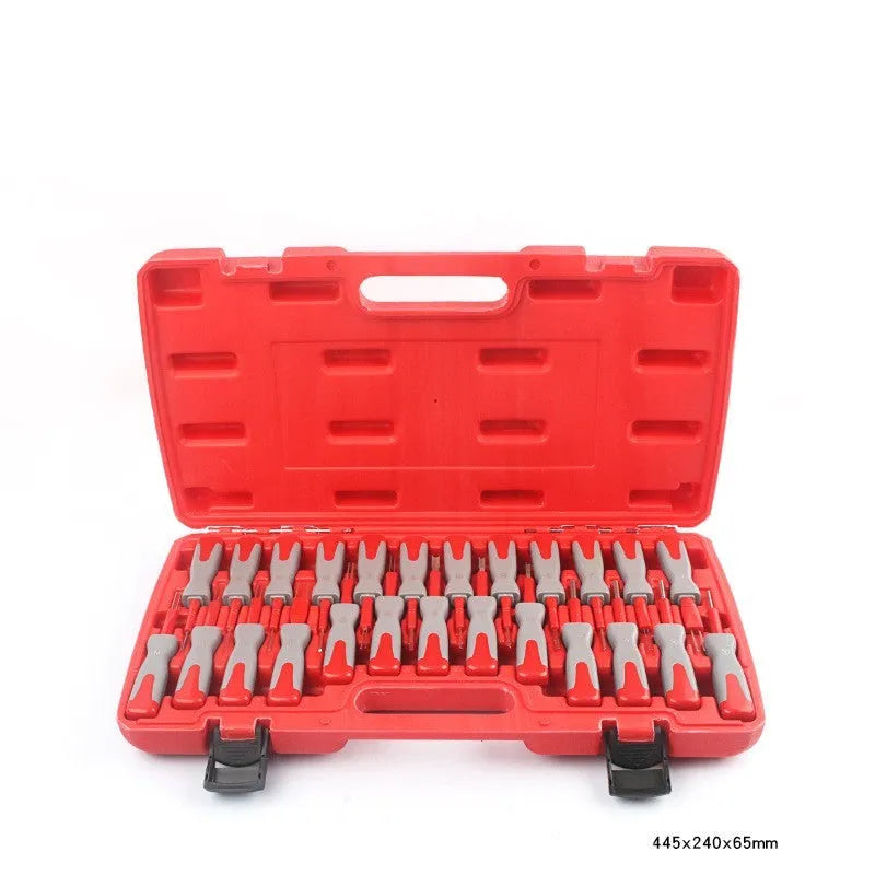 25-piece car terminal removal tool set in a storage case for wire harness disassembly