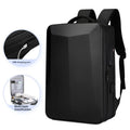 Black and silver white waterproof ABS PC business backpack with Oxford cloth panels and curved shoulder straps