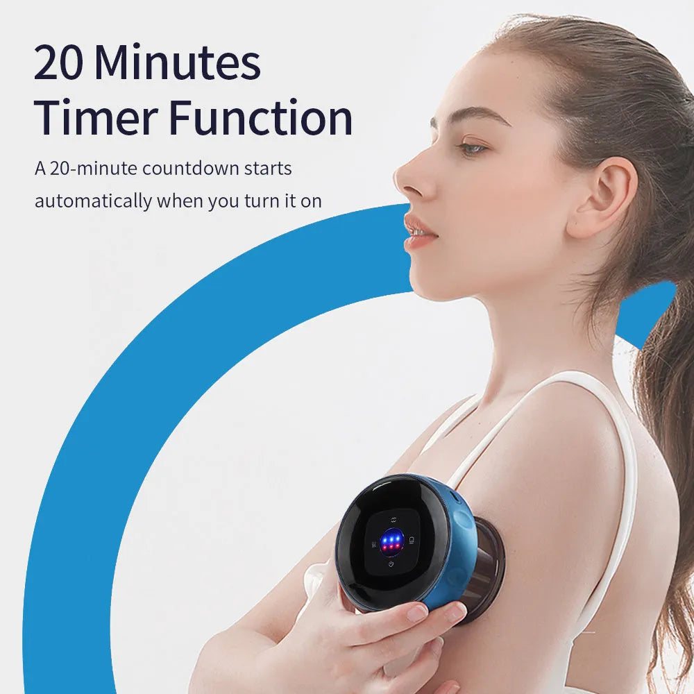 Electric vacuum cupping massager body cups in black with LED display and four buttons
