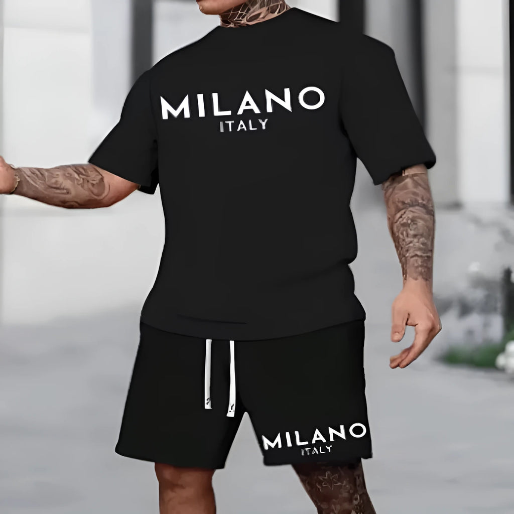 Polyester short sleeve suit set with matching top and shorts in multiple colour options