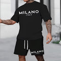Polyester short sleeve suit set with matching top and shorts in multiple colour options