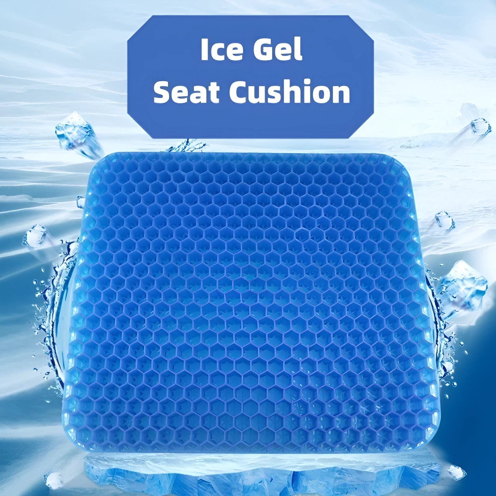 Solid colour gel seat cushion with honeycomb cooling design showing double thick construction