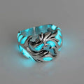 Adjustable opening Chinese dragon pattern ring in blue green colour with archaism silver electroplated finish