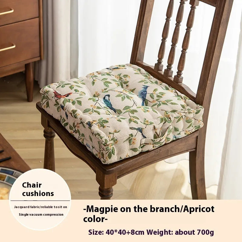 American dining chair back cushion with plant pattern, 40x40x8cm with waist support