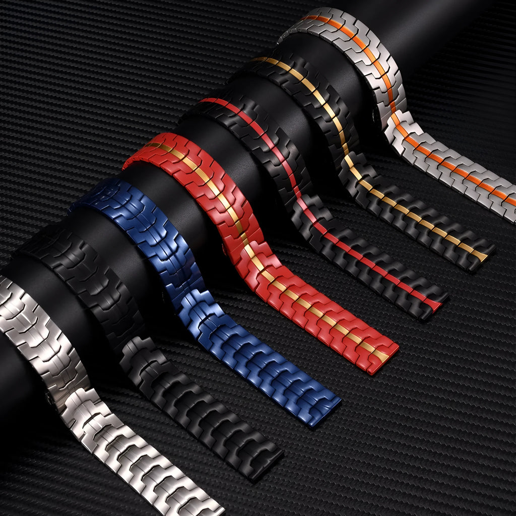 Stainless steel watch strap for Samsung Galaxy Watch 7, 6, 5 in silver colour with universal lugs.