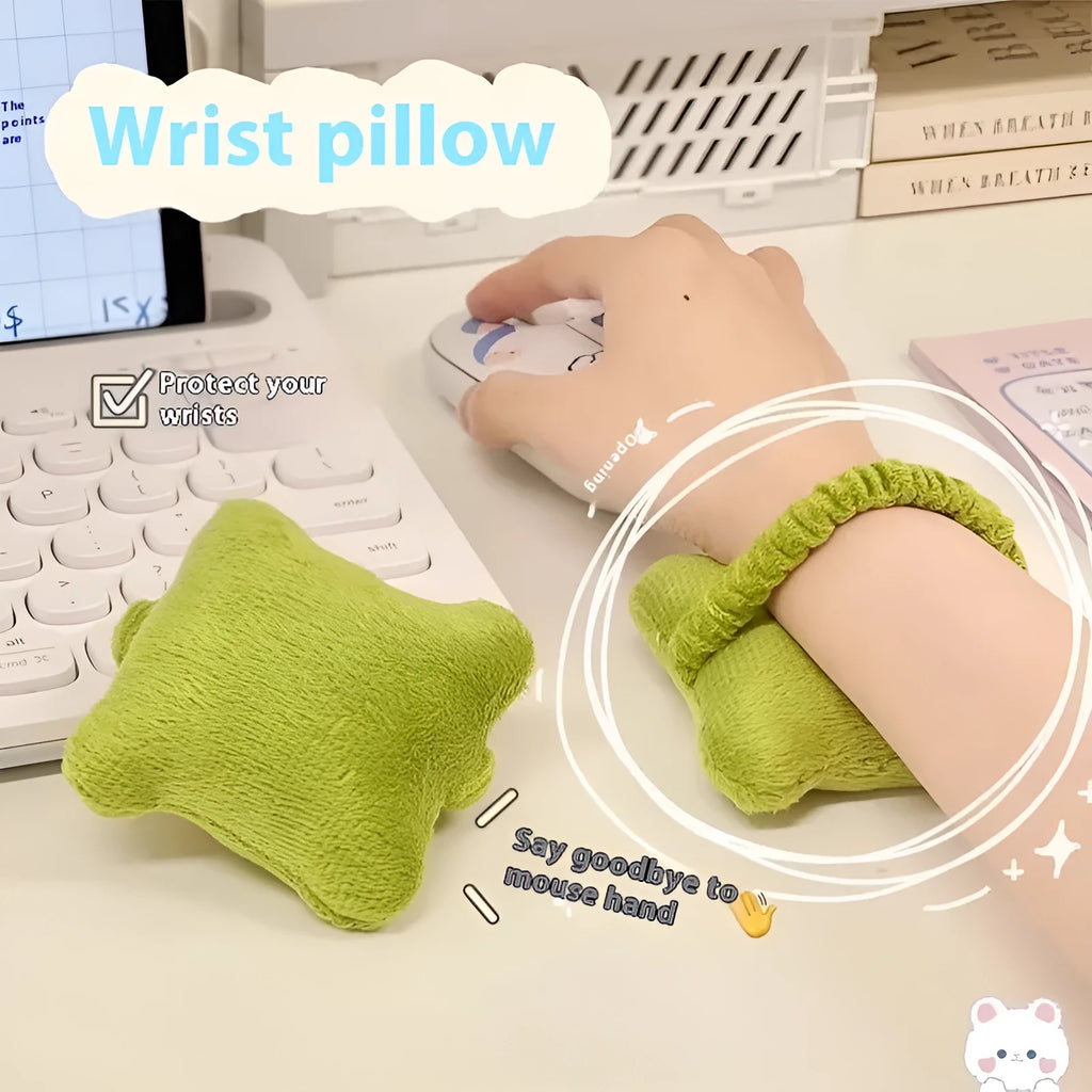 Plush wrist protector mouse pad mini pillow in blue for typing anti-wear support