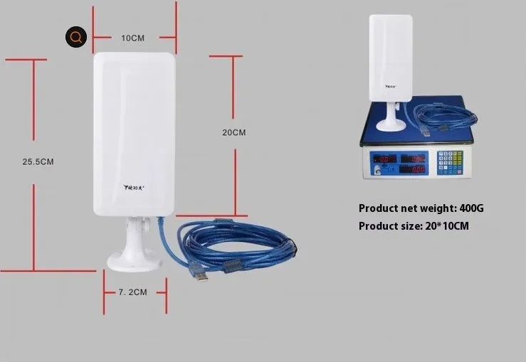 White USB wireless network card with adjustable antenna for extended Wi-Fi coverage