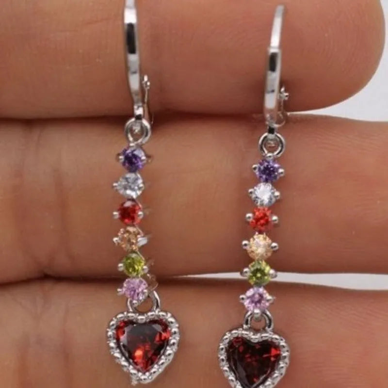 Women's heart-shaped alloy earrings with gold or silver electroplated finish