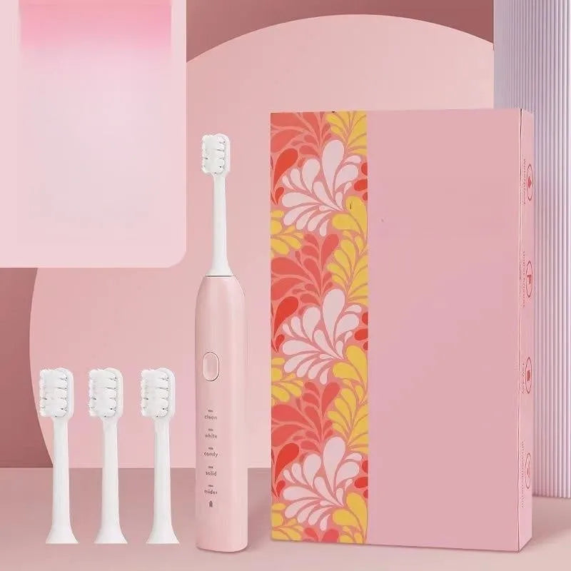Yellow USB rechargeable electric toothbrush with soft bristles and duck laser engraving design