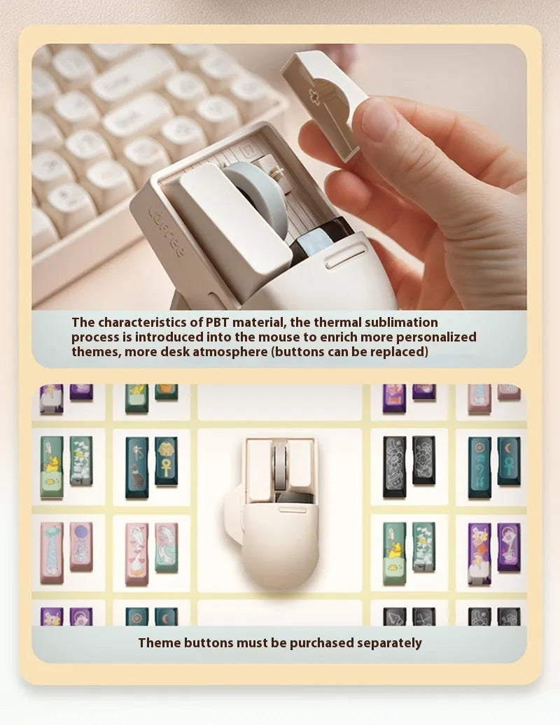 Xiaoqiao Tofu colour wireless mouse with 7 buttons and scroll wheel on plain background