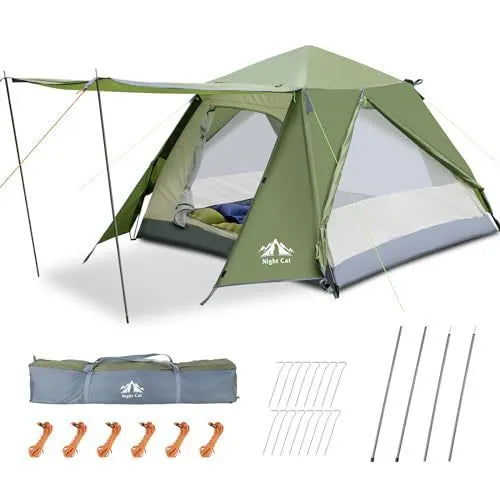 Dark green automatic pitching family camping tent suitable for two people with four-season design