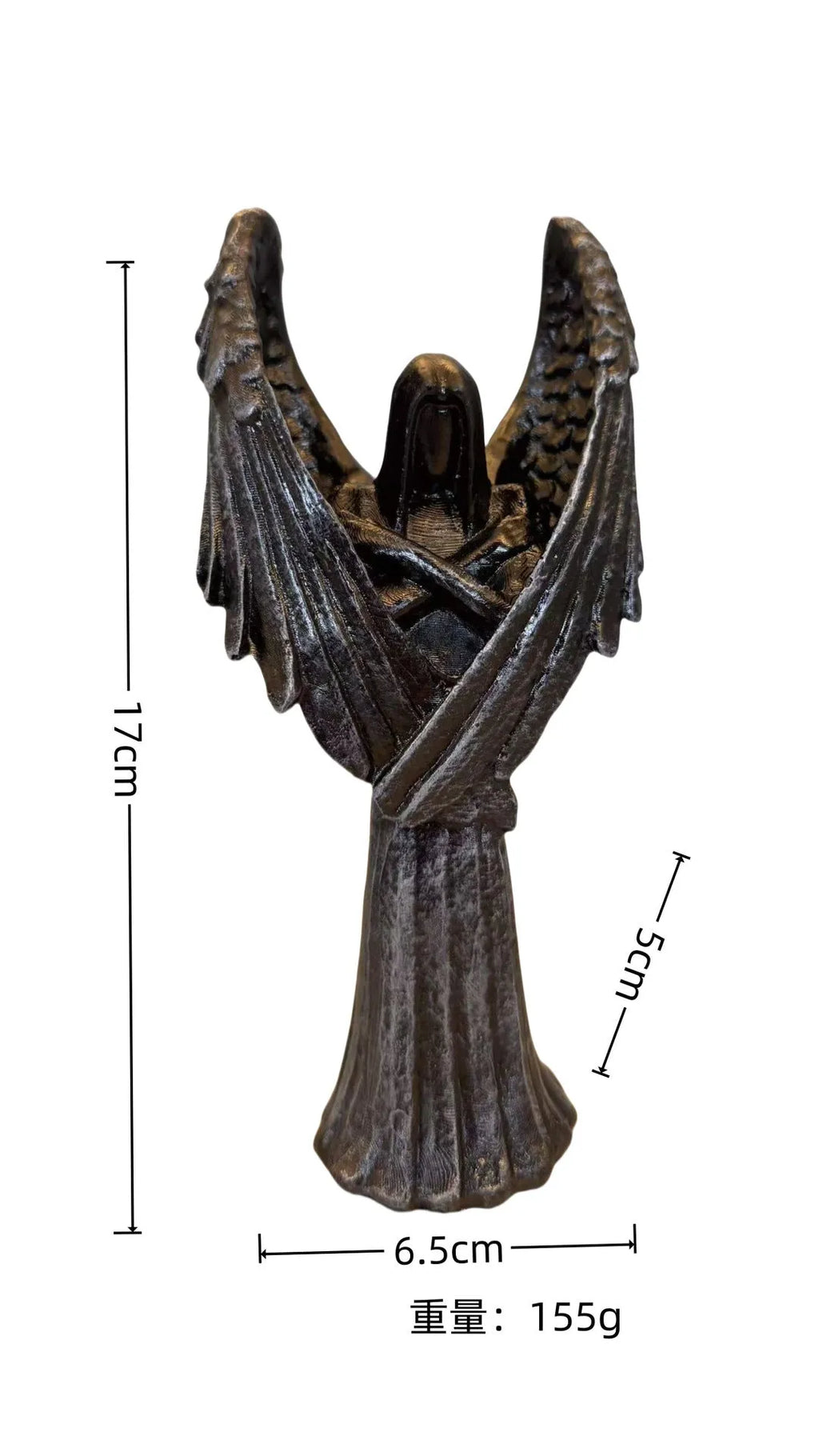 Dark angel resin statue ornament with gothic style on a display surface