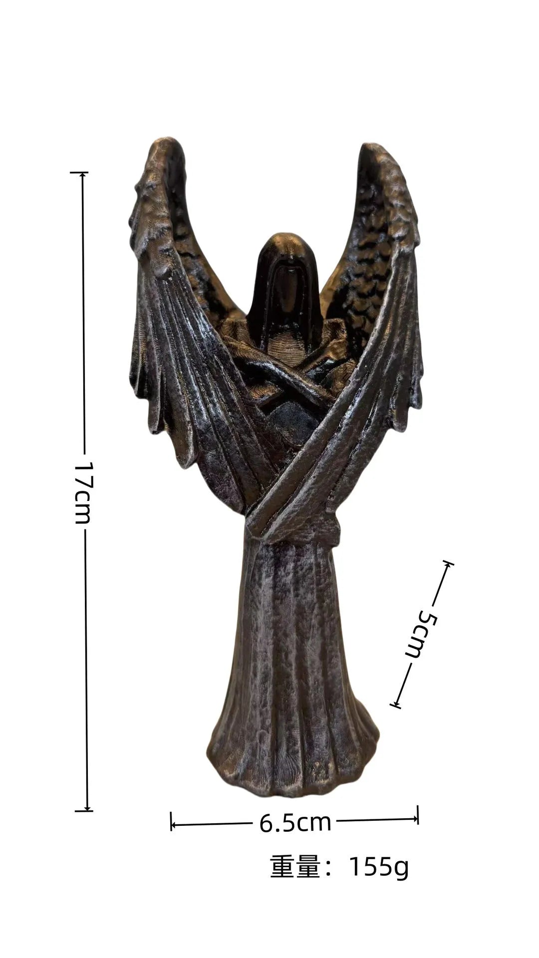 Dark angel resin statue ornament with gothic style on a display surface