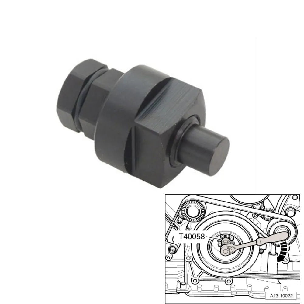 Aodi T40058 crankshaft rotating sleeve and timing adapter tool kit with directional arrows
